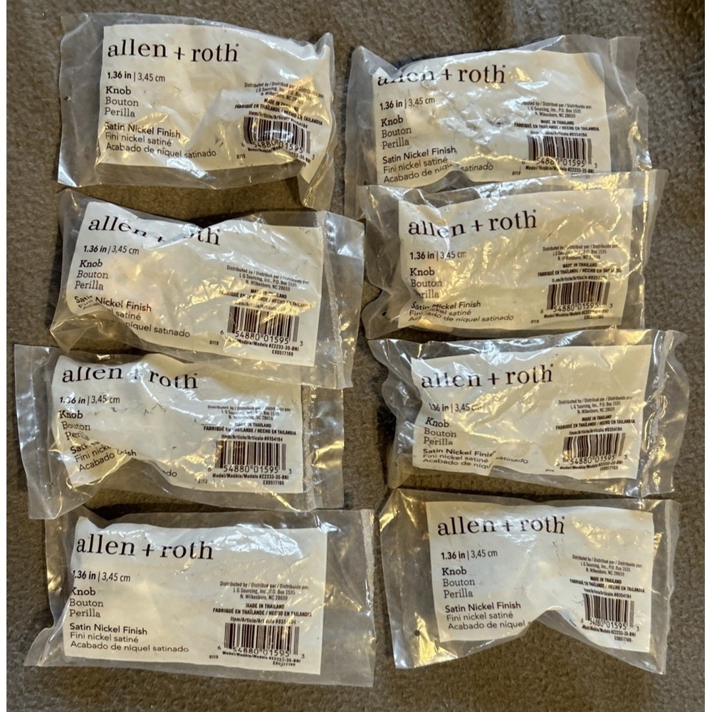 Allen+Roth Marigold Square 1.36 In Knob Satin Nickel (LOT OF 8) #Z2283-35-BNI